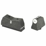 24/7 Big Dot Tritium Front, Tritium Stripe Rear, Express Suppressor Height Sight Set, Fits Glock 17,19,26,34,22,23,27,35,31,32,33,36, Green with White Outline GL-0004S-5