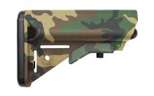 SOPMOD Stock, Woodland Camo, w/ Quick Detach Mount, Double the resin and glass of prior SOPMOD stock, makes this stock 2-3 times stronger., Mil Spec SOP-1188
