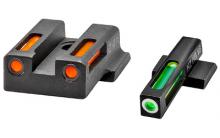 LightWave H3, Fits Smith & Wesson M&P 9 SHIELD EZ, Tritium/Fiber Optic Night Sights, Green Front with White Ring and Orange Rear 9EZN421