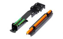 Narrow Magnetic Shotgun Front and Rear Sight Combo Pack. Fits shotguns with ribs from .218" to .328" (7/32" to 21/64") (5.5mm to 8.3mm). Rear sight is fully adjustable and features two Green, non-replaceable LitePipes. Front sight includes one Green and