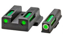 LightWave H3, Fits Smith & Wesson M&P 380 SHIELD EZ, Tritium/Fiber Optic Night Sights, Green Front with White Ring and Green Rear EZN321