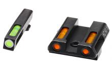 LiteWave H3 Tritium/Litepipe Night Sights, Fits Glock 42/43, Green Front w/White Front Ring, Orange Rear GLN421