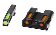 LiteWave H3 Tritium/Litepipe Night Sights, Fits Glock 45/10mm, Green Front w/White Front Ring, Orange Rear GLN429