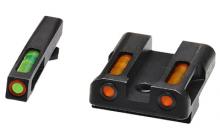 LiteWave H3 Tritium/Litepipe Night Sights, Fits Glk 9/40SW/357Sig, Green Front w/Orange Front Ring, Orange Rear GLN625