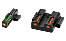 LiteWave H3 Tritium/Litepipe Night Sights, Fits M&P Fullsize And Compact In All Calibers, Green Front w/White Front Ring, Orange Rear MPN421